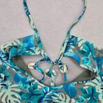 Reel Legends Blue Tropical Shell Tie Swim Sports Bra Beach Bikini Top M Medium Photo 2