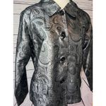 Chico's Blazer Button front jacket silver metallic size 2 Shacket Paisley Large Photo 3