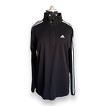 Adidas Womens Pullover Sz S Black White 3 Stripes Quarter Zip Lightweight Photo 3