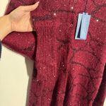 Simply Vera Wang Cardigan Women XL Red Maroon NWT Button Up Long Sleeve Sparkle Photo 2