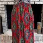 Angie  Abstract Tank Bohemian Boho Maxi Sun Dress Black‎ Red Medium Southwestern Photo 0