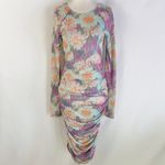 New Rotate Ulla Floral Print Ruched Mesh Long Sleeve Bodycon Dress Size 2 Multi Photo 6