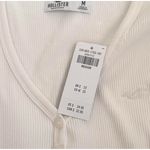 Hollister NWT Ribbed Long Sleeve Henley Top Medium White Cream V-Neck Button Photo 4