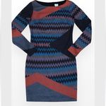 Cache Multicolor Knit Chevron Long Sleeve Night Out Dress Photo 2