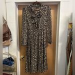 Banana Republic Animal Print Chiffon Lined Dress with Front Tie - size 4 Photo 1
