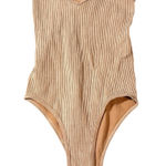 Aura Size Small/Medium Women Bodysuit Tan Brown Ribbed Stretch Y2K Sleeveless Photo 0