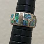 Sterling Silver Vintage NE 925 Signed  Abalone Inlay Ring Band Size 6.5 5.9g Photo 13
