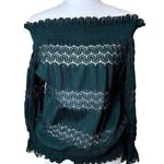 Anthropologie  Deletta brand Off Shoulder Green Lace Top - size Medium Photo 0
