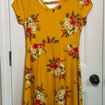 Womens Yellow Floral Short Sleeve Dress Size Small Photo 0