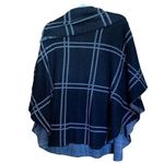 Fever Small Medium Multicolor Windowpane Plaid Poncho Pullover Cowl Neck Sweater Photo 3