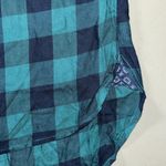 Como vintage NWT Size S Teal & Navy Blue Plaid Button Down Shirt Top Photo 2