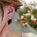 Needle Pearl Tulip Flower Style Stud Earrings Gold Plated Faux‎ Fashion J… Photo 0