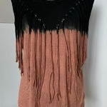 Gimmicks by BKE  Sleeveless Fringe Top Black‎ Tan Western Boho Ranch Photo 0
