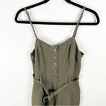 Rails  Harper Olive Green Linen Blend Belted Waist Pockets Jumpsuit, Size Small Photo 7