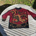 Arielle large vintage floral sweater cottagecoreā whimsy cozy winter Red Photo 1