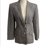 LRL 100% Linen Blue Checkered Plaid Blazer Sz 4 Photo 0