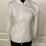 BELLDINI WHITE RUCHED RHINESTONE ZIPPER JACKET Size M Photo 0