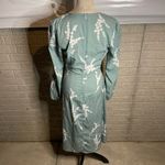 Boohoo Tall Sage Floral Print Wrap Long Sleeve V Neck Midi Dress Size 6 Photo 2