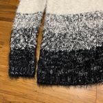 Loft Lounge Sweater Women Size XS Black White Fuzzy Striped Pullover Long Sleeve Photo 1
