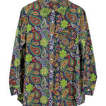 Paisley Floral Button Down Shirt Boho Hippie Maximalist Retro Layering Size XL Photo 0