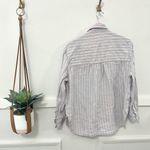 Aritzia The Group Artizia Relaxed Linen Button Front Stripe Top Blue Size XS Photo 5