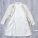 Cream Belted Leather Trench Coat 3X White Photo 1