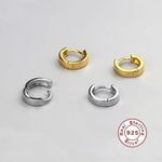 Boutique Unisex‎ Small 14k Gold Plated Sterling Huggie Hoop Earrings, 12mm Photo 1