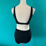 Aerie NWT  Wide Rib Cut Out Ring One Piece Swimsuit True Black Beach Surf Photo 3