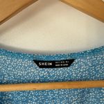 Blue Floral Long Sleeve Flowly Long Dress Photo 2