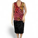 Etcetera Multicolor 100% Silk Leopard Print Blouse Size 6 Sleeveless Photo 1