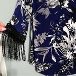 🦋 NWOT Alfani Floral Print Dress with Fringe Sleeves Small Blue Photo 4