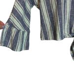 For Cynthia  Women Crop Top‎ PL Colorful Striped Tie Front Coastal Beachy Summer Photo 3