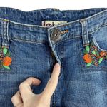 L.E.I VTG Y2k Blue Denim Low Rise Ashley Jeans Orange Floral Boho Embroidery 15 Photo 4