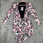 Bardot NWT  Floral Mini Dress Ruffle Samara Rose‎ Party Cocktail Black Pink S Photo 4
