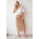 Free People  Leopard Print Midi Skirt US 4 Fall‎ Slip Lightweight Photo 3