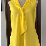 Tahar ASL Tahari yellow tie-neck satin sleeveless top Photo 1