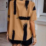 Brush Print Drop Shoulder Shirt Blouse Photo 2