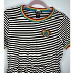 Hot Topic  Fit Flare Dress Size Medium Black White Striped Rainbow Pride Short Photo 1