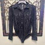 Anthropologie black button up lace bodysuit Photo 0