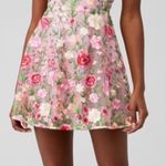 For Love & Lemons Luna Pink Floral Embroidered Tulle A-Line Mini Dress Size Medium Photo 0