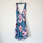 Illa Illa Floral Crepe Halter Dress Blue Pink Size S Photo 2