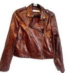 Wild Fern size medium distressed faux leather red Moto jacket Photo 0