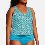 Lands' End  Womens Large D Chlorine Resistant V-neck Fauxkini One Piece Swimsuit Photo 0