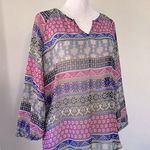 Mossimo Supply Co . Sheer V-Neck Boho Print Blouse Photo 0