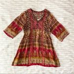 Raga Red Brown Paisley Floral Tunic Mini Dress Photo 26