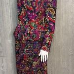 80’s Silk Blend Suit Jacket / blazer & Skirt Floral Print embroidered look skirt Pink Size 10 Photo 3