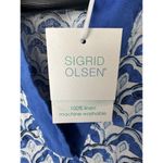 Sigrid Olsen  100% Linen Blouse Size Medium Blue White Resort Wear Top Beach NWT Photo 4
