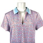 J. McLaughlin J Mclauglin Polo Shirt Dress Short Sleeve Blue Summer Casual Geometric Photo 1