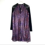 NEW RACHEL Rachel Roy Multicolor Sequin Sheer Long Sleeve Dress Size Medium Purple Photo 7