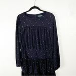 Ralph Lauren LAUREN  Navy Speckled Long Sleeves Tiered  Dress, Size 14 Photo 5